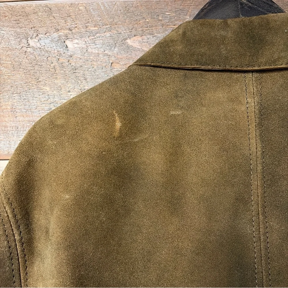 Vintage 2000s J Crew Suede Jacket Mens Size L Brown Brushed Soft Distressed Zip